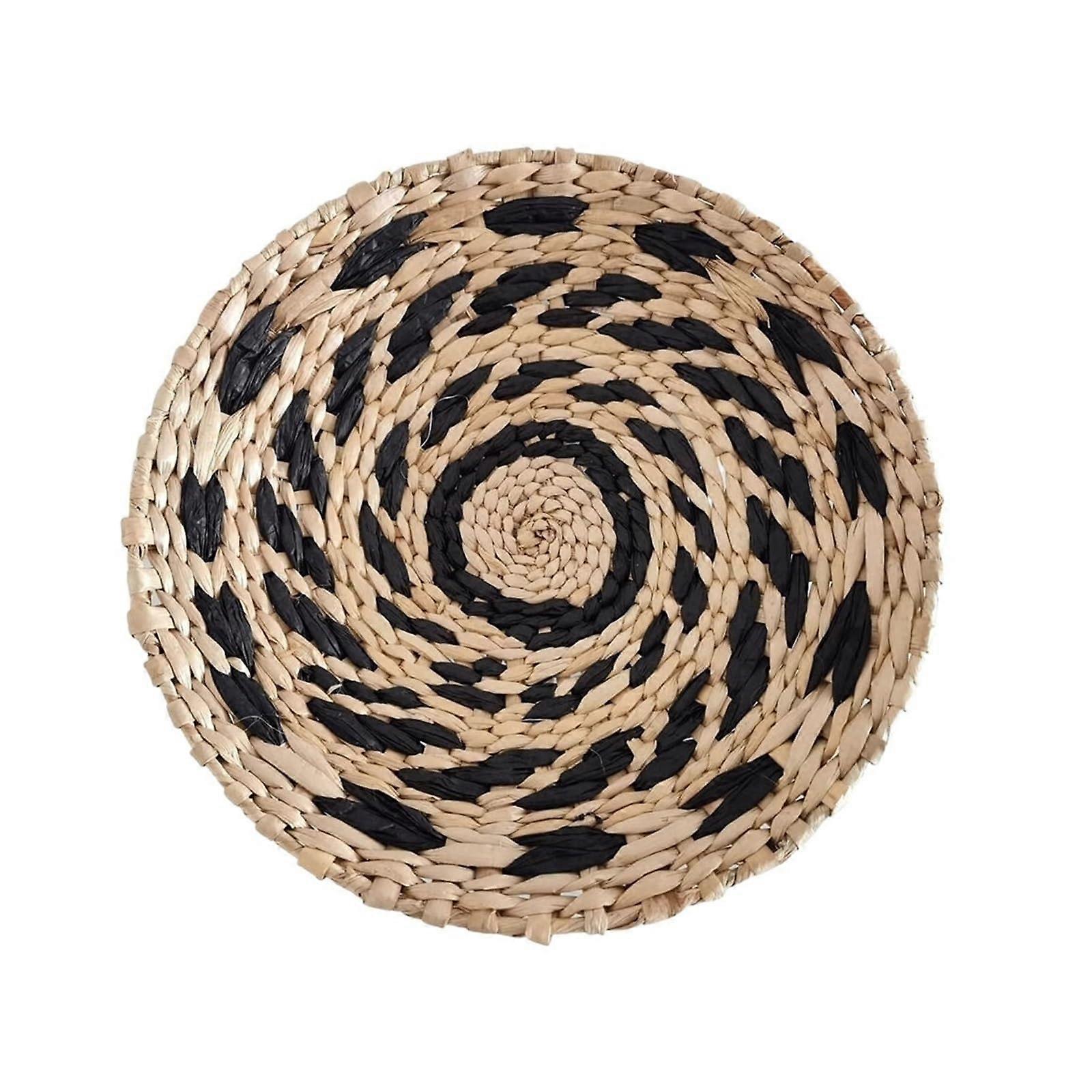 Grass Livingroom Round Plate Wall Hanging Handwoven Rush Grass Rattan Nordic Boho Nursery Decor 20 Cm Two Pack