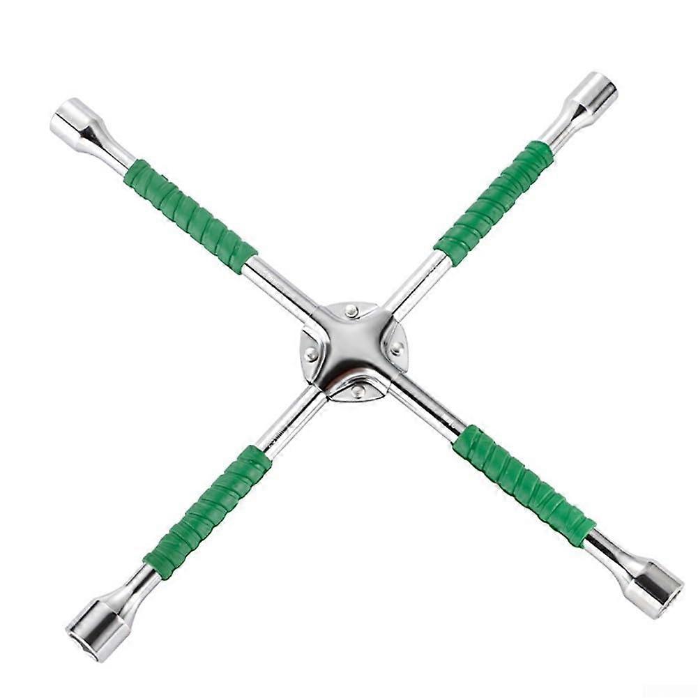 Four Way Lug Wrench, Compact Automotive Tool, 20Inch, Green, Vehicle Compatibility