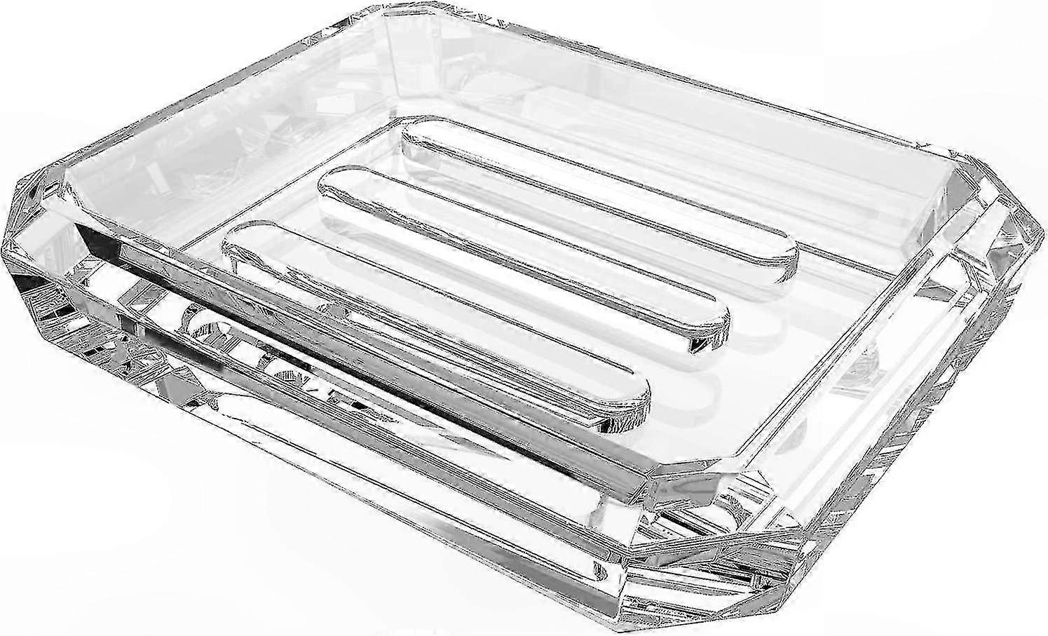 Clear Rectangular Soap Dish for Bathroom Transparent Glass Holder