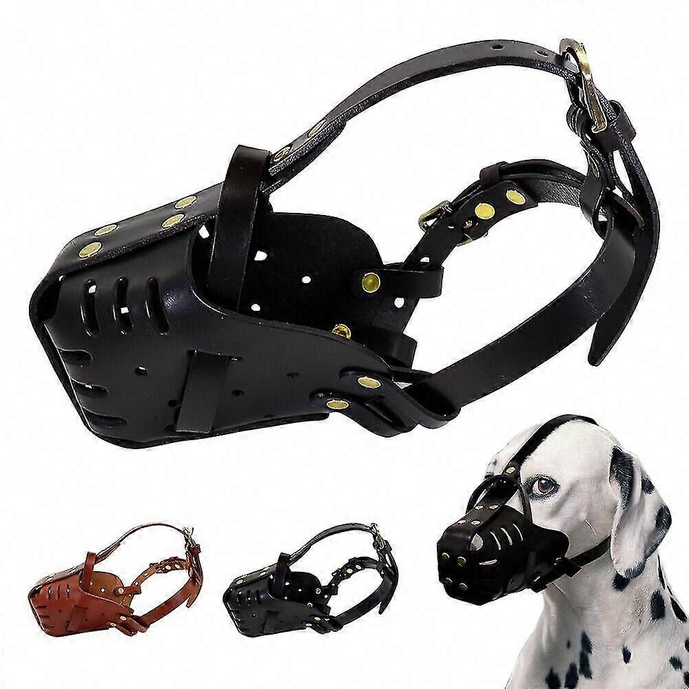 Secure Basket Muzzle for Pitbull, Doberman, German Shepherd - Durable Leather Dog Muzzle