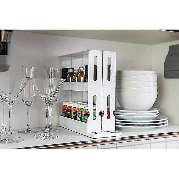 Pull-out spice rack, no assembly required, easy to clean, suitable for kitchen cabinets