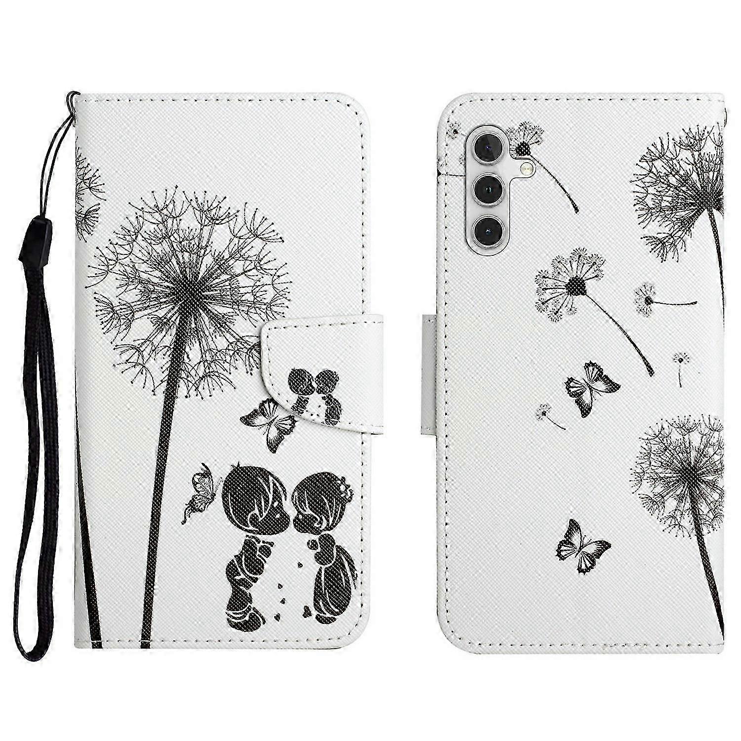 Pattern Printed Protective Phone Case with Wrist Strap for 5G Smartphones