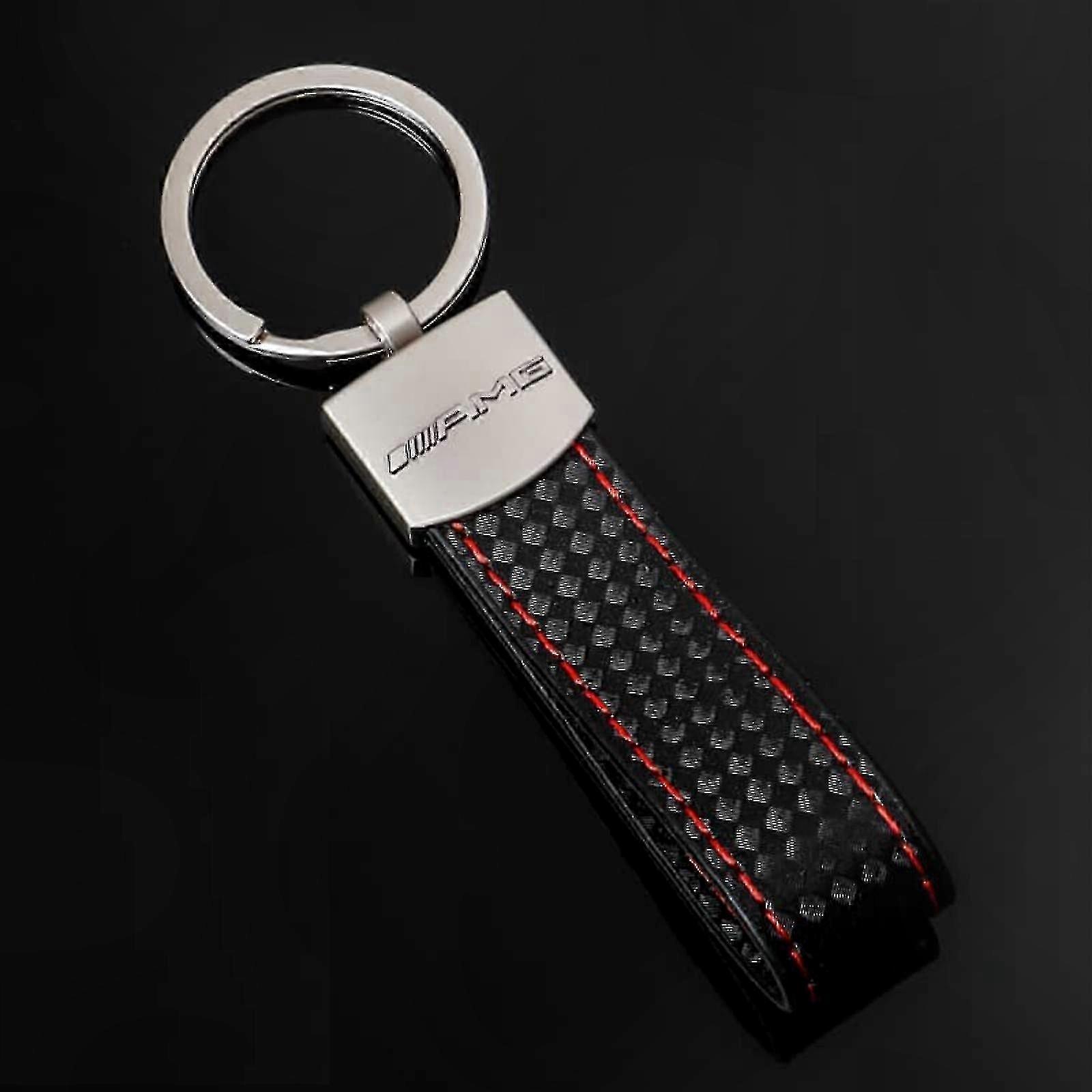 Carbon Effect Leather Keyring for High-End Vehicles