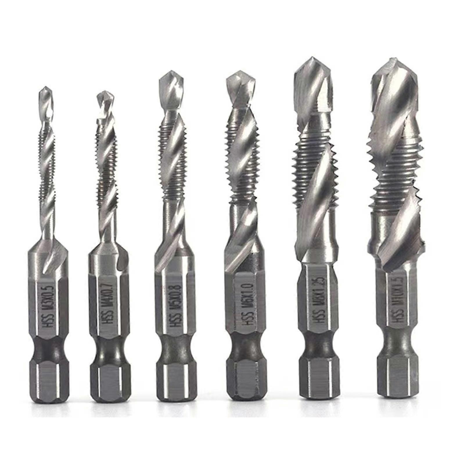 3 in 1 Spiral Tap Drill Bit Set Heavy Duty Hex Shank, Multifunctional Drill Bits for Woodworking, Metal, Iron & Aluminum