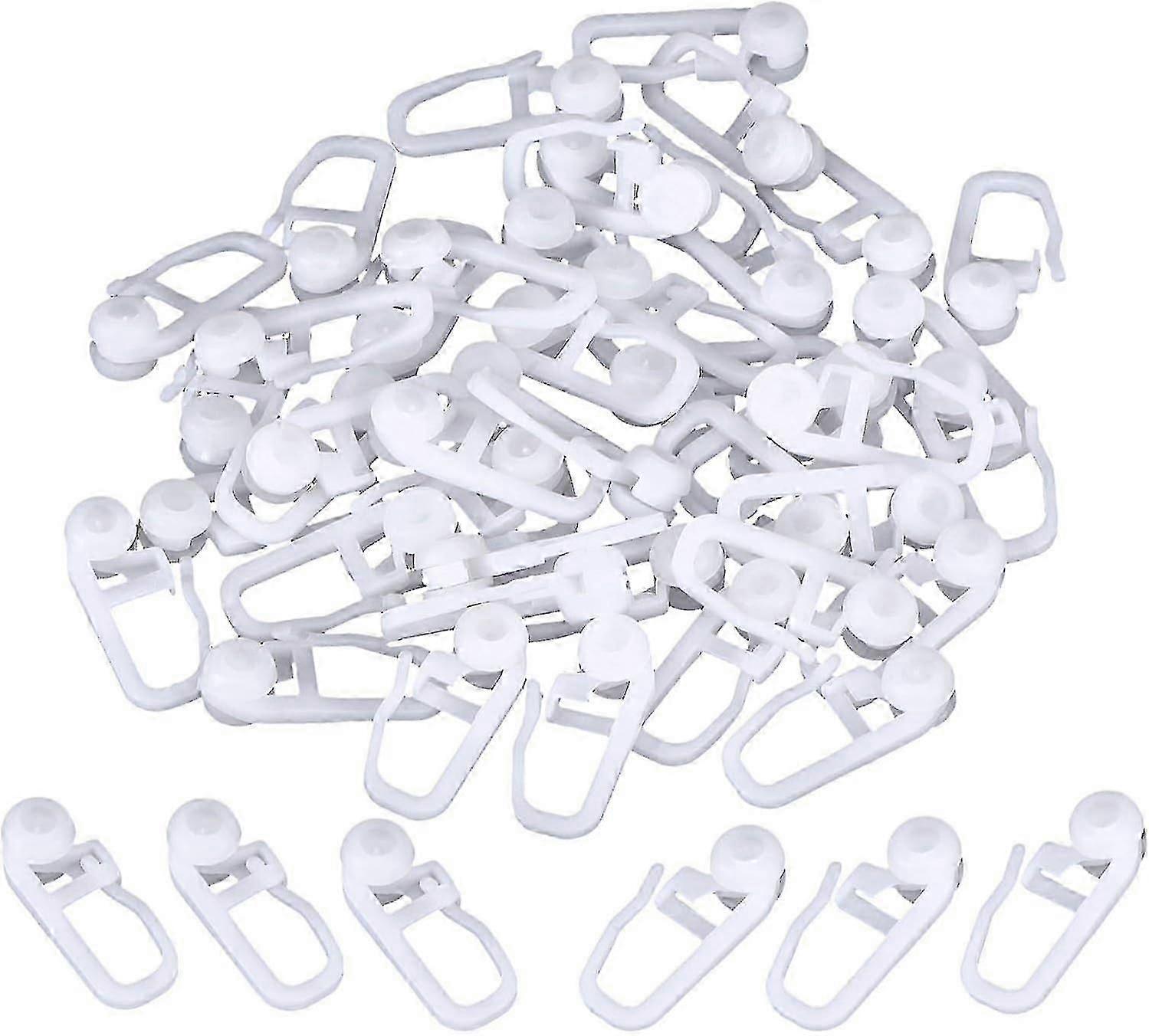 Rolling Curtain Clips White Plastic Curtain Hooks For Track Type Curtain, 50 Pack (clips)