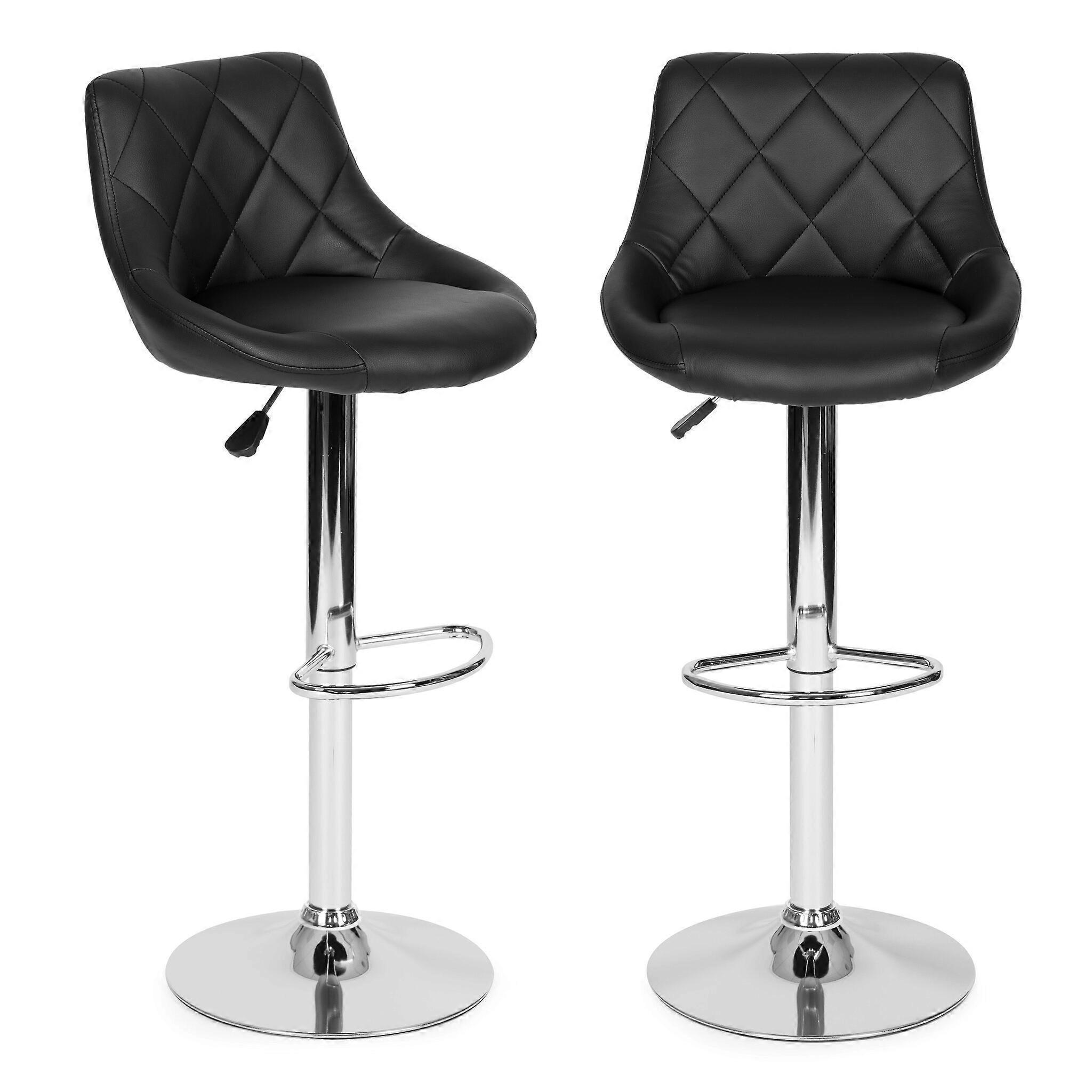 Bar stool with backrest - swivel - 60-80 cm - black stitching