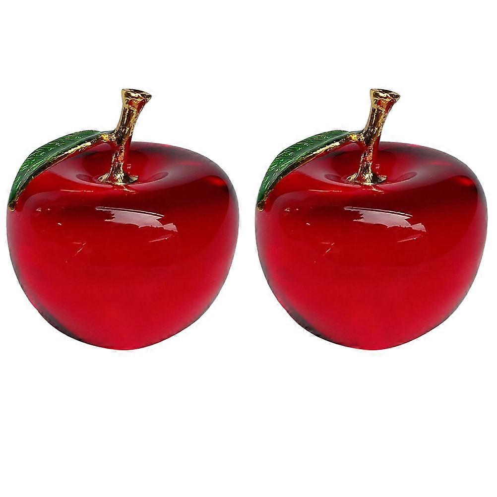 Crystal Paperweight for Decoration 6Pcs Red Desktop Crystal Fruit Ornament