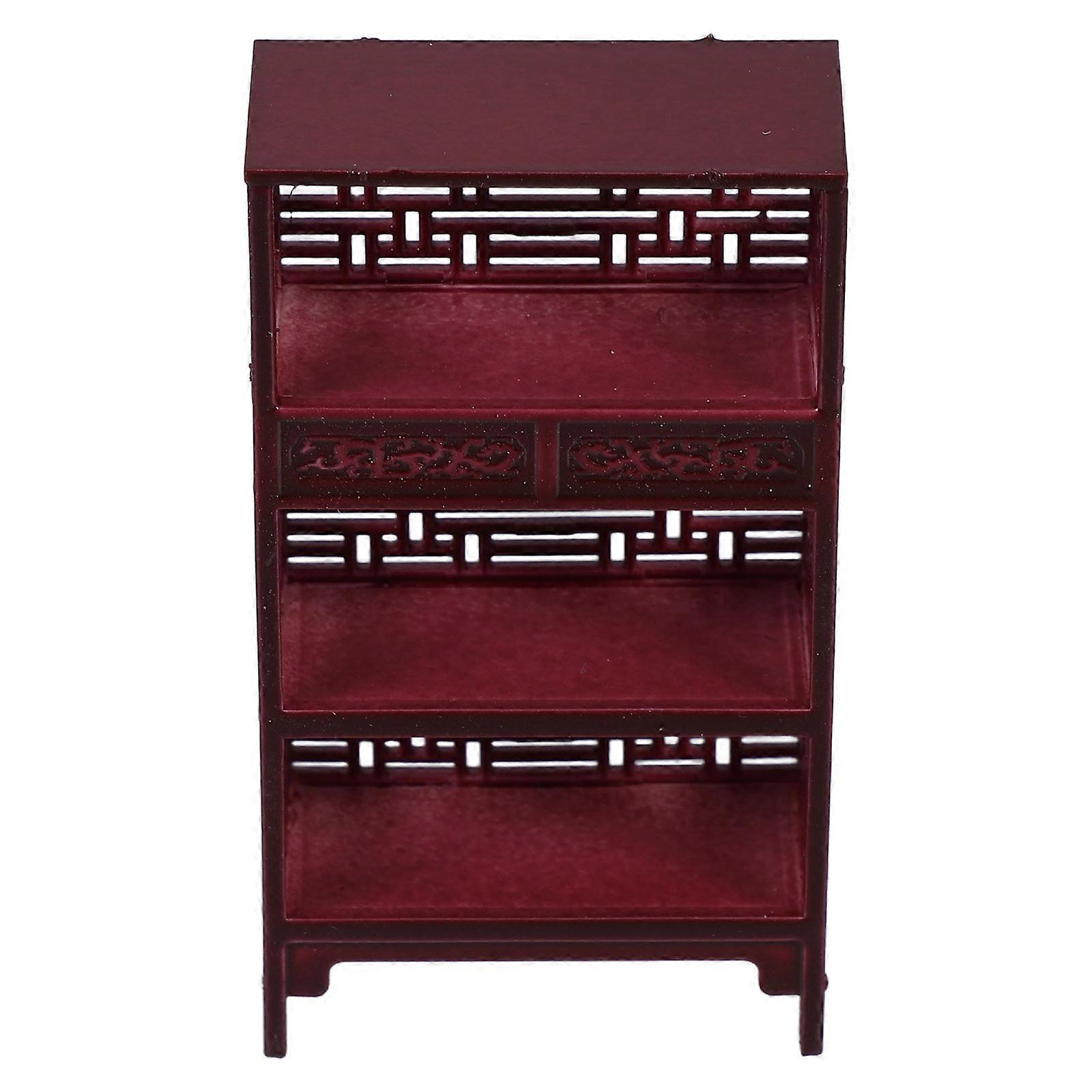 Miniature Storage Rack Mini Display Shelf Vintage Design Dollhouse DIY Decorating Brown Rectangular 1Pcs