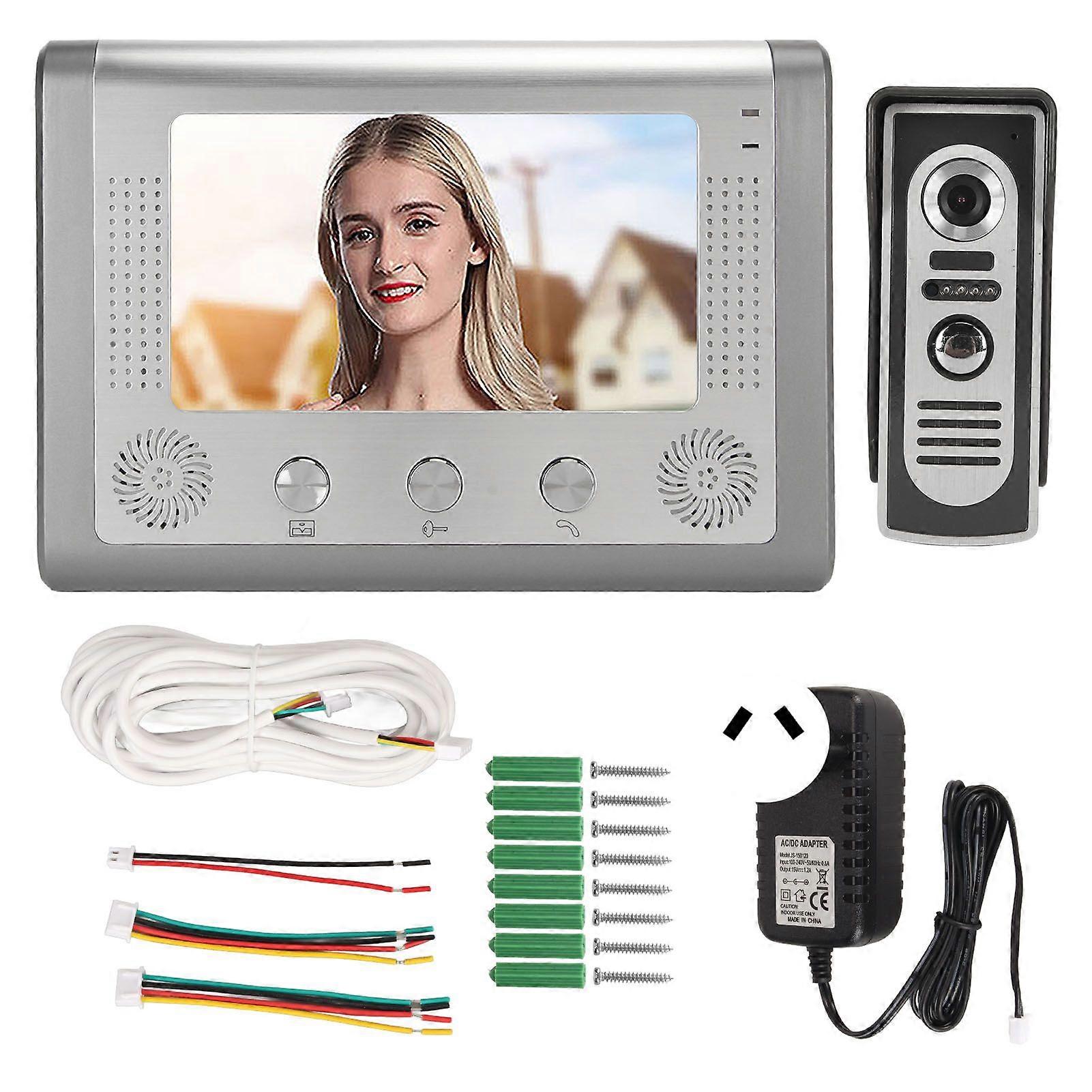 7in Video Intercom System Wired Video Door Phone Doorbell Kit Support Monitoring Unlock IR Night Vision AU Plug