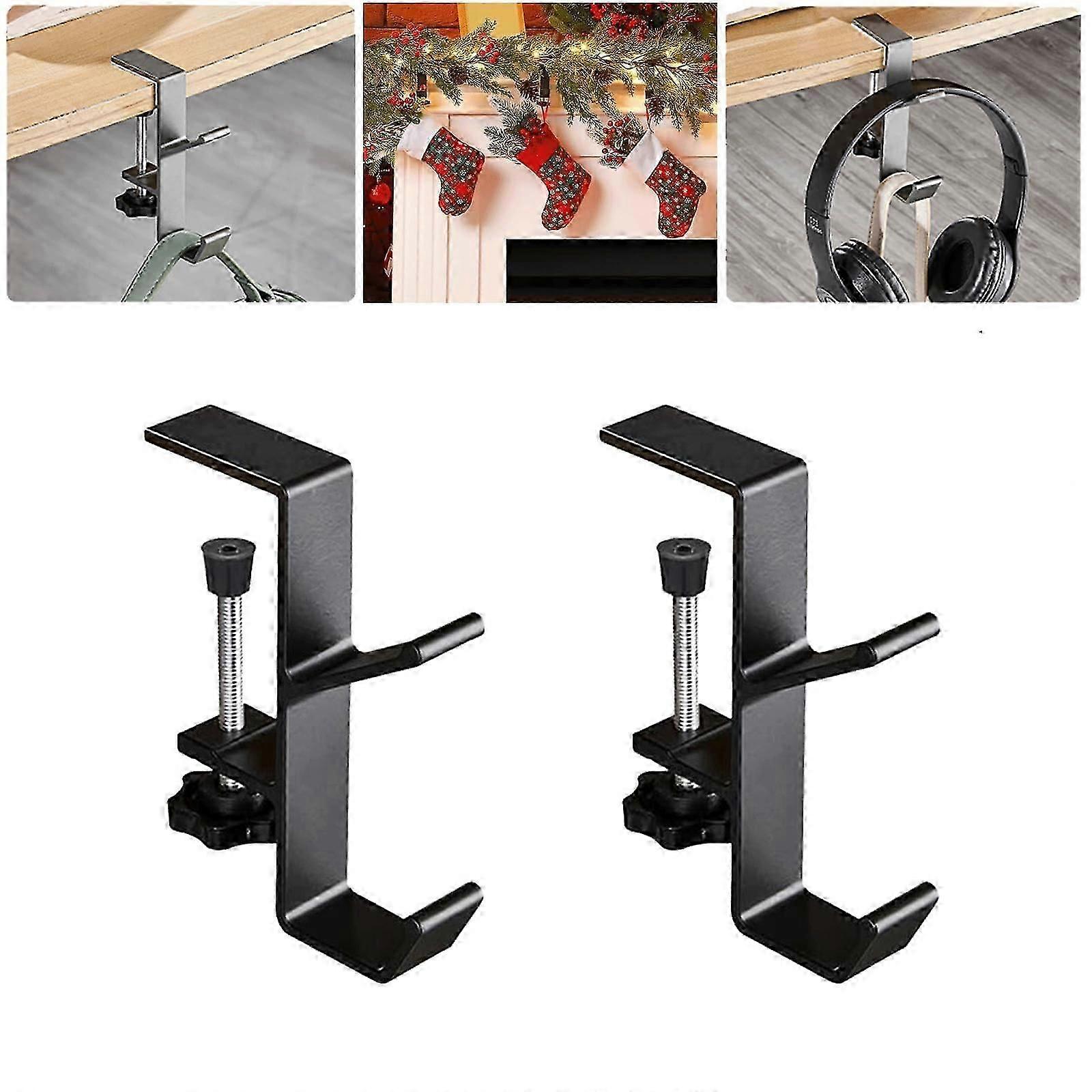 2 in 1 Garland and Stocking Mantel Holders, 2025 New Adjustable Fireplace Stocking Hooks Double Door Garland Hanger with Hooks, Heavy Duty Stocking Ho