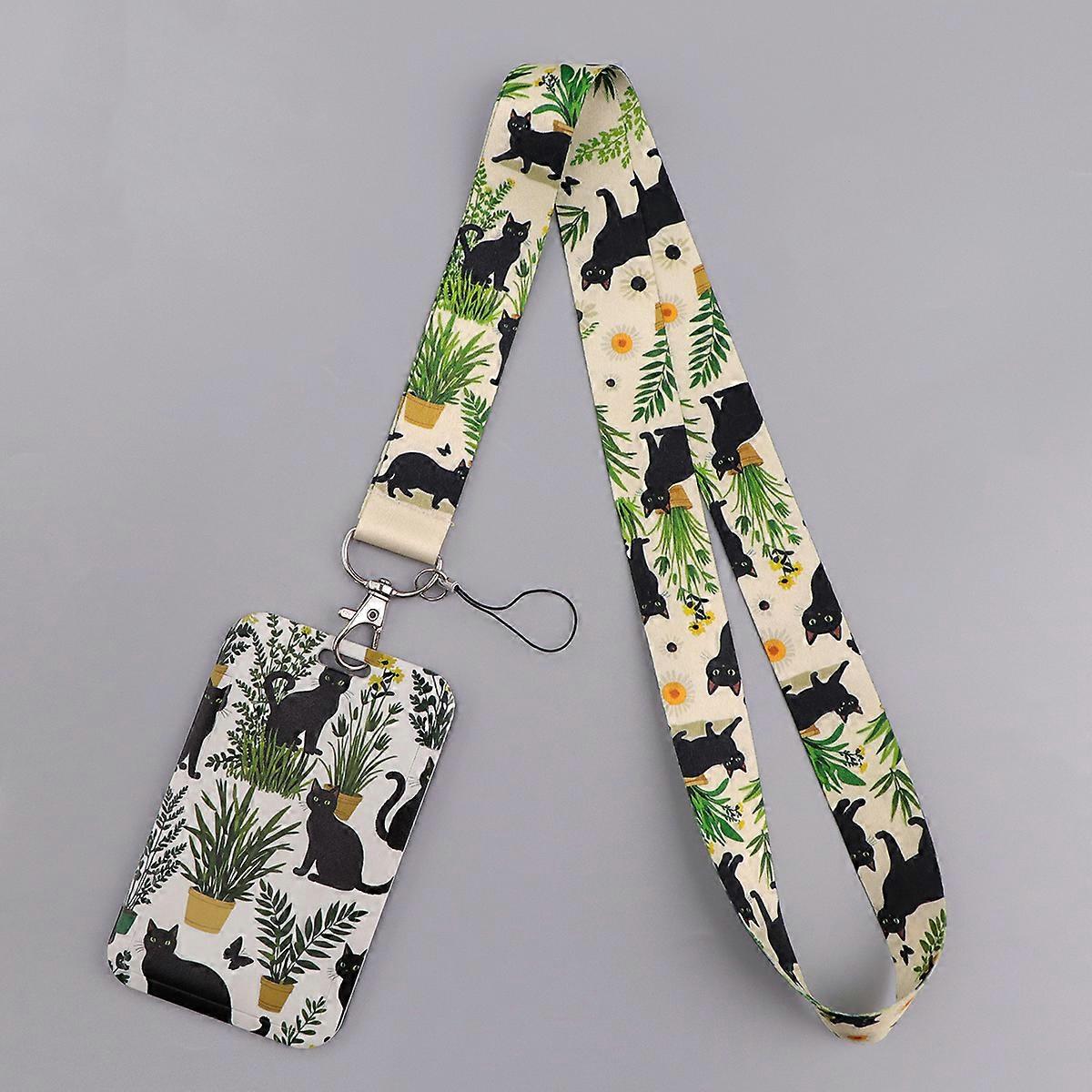 Cartoon Credential Holder Black Cat Lanyards for Key Neck Strap For Card Badge Gym Keychain Keyring Accessories Halloween Gifts
