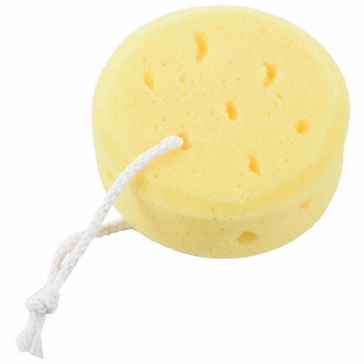 Soft Yellow Shower Sponge with Loop for Bath and Body Use
