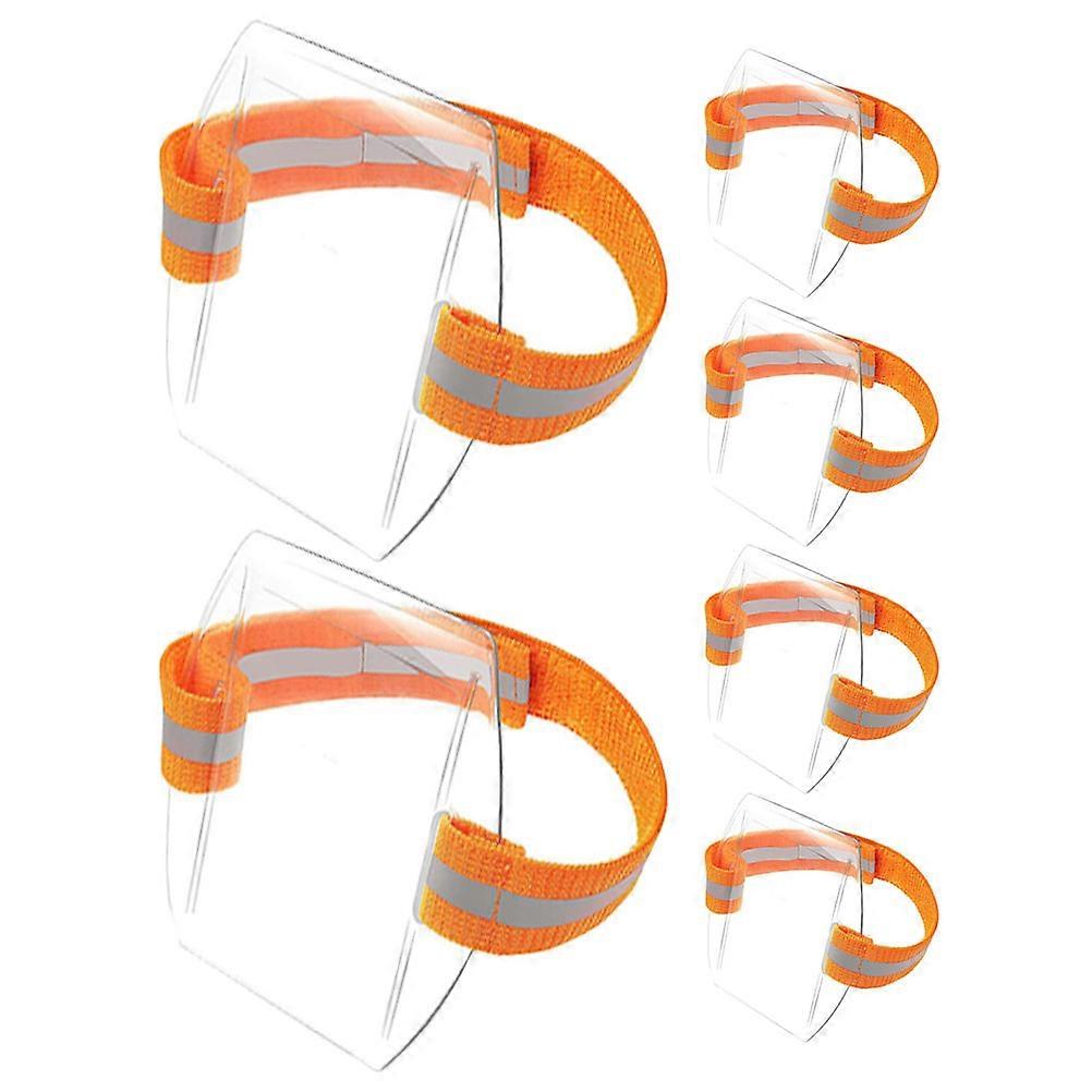 Orange Armband Id Card Holder for Work Pass with 12Pcs Adjustable Elastic Sleeves