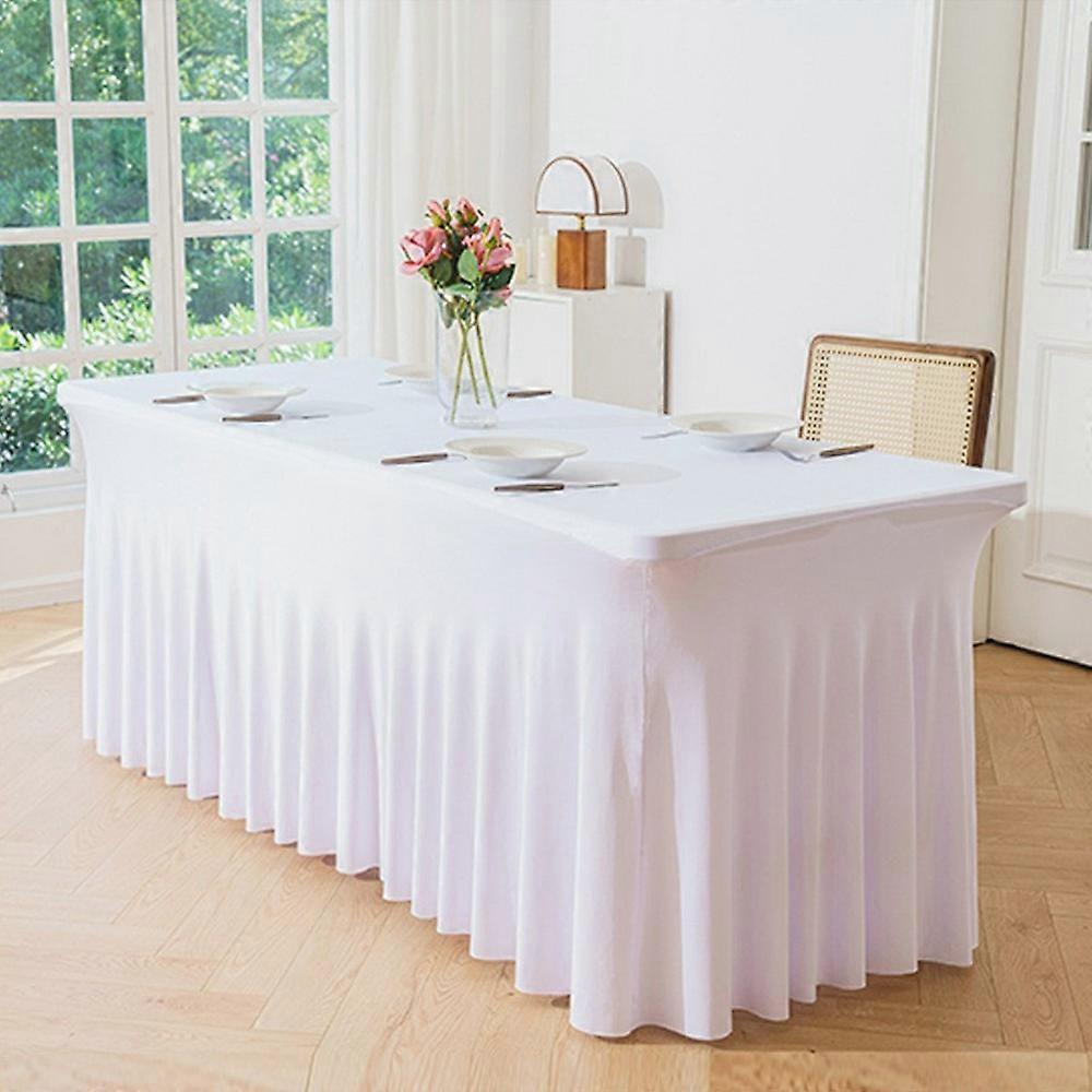 8ft Table Skirt for Rectangle Table Stretchable Wrinkle Resistant Tablecloth for Wedding Party, 244 x 76 x 76cm