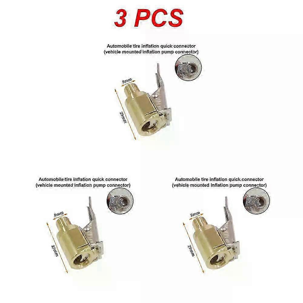 Car Tire Air Chuck Inflator Pump Valve Connector Clip-on Adapter Car Brass 6mm 8mm Tyre Wheel Valve Inflatable Pump Nozzle