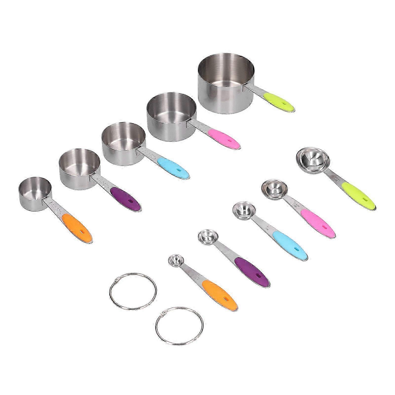 10Pcs/Set Stainless Steel Measuring Cup Spoon Set with Silicone Handle Baking Tool for HomeColorful 2025