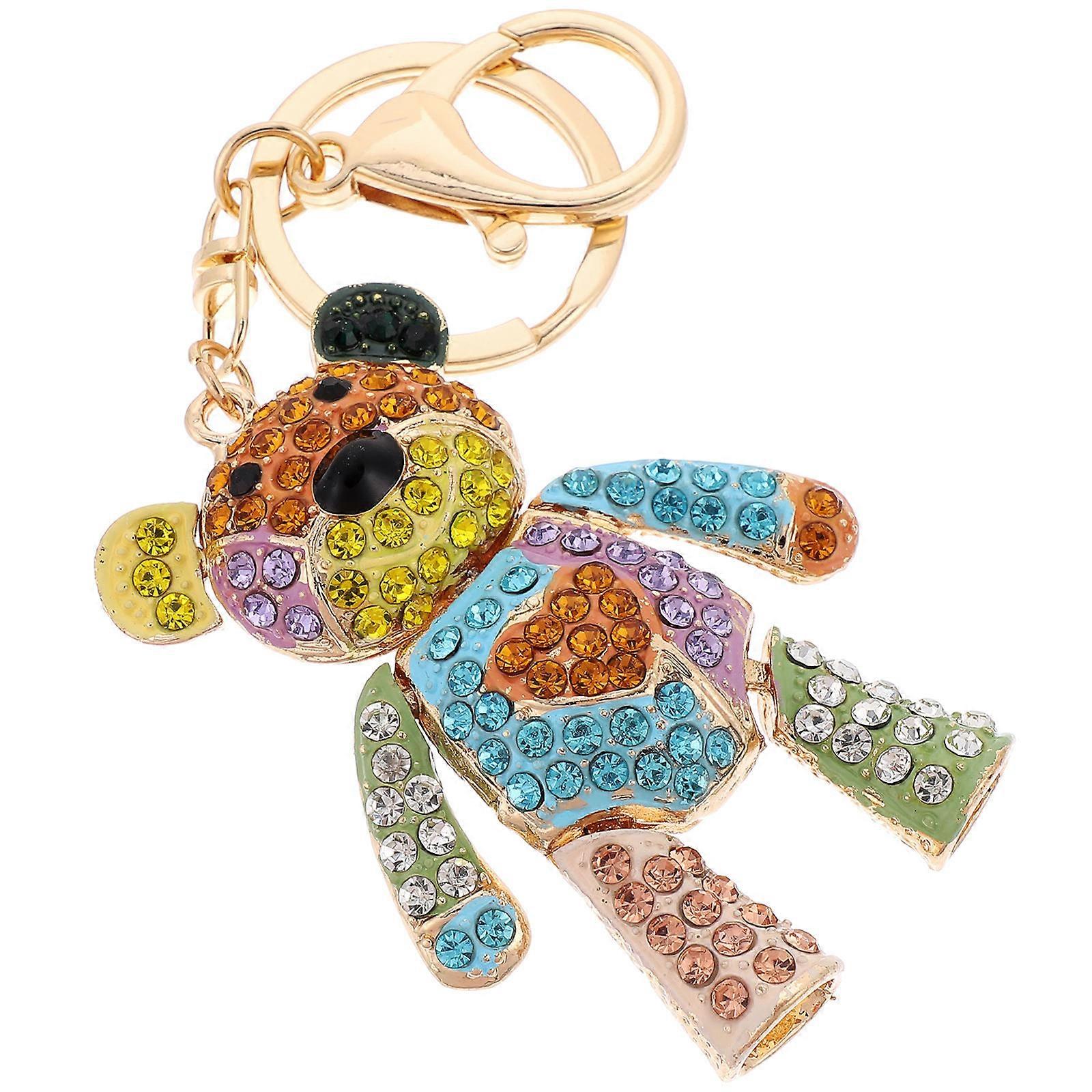 Bear Shape Key Chain Metal Keychain for Keys 4Pcs Yellow Decoration