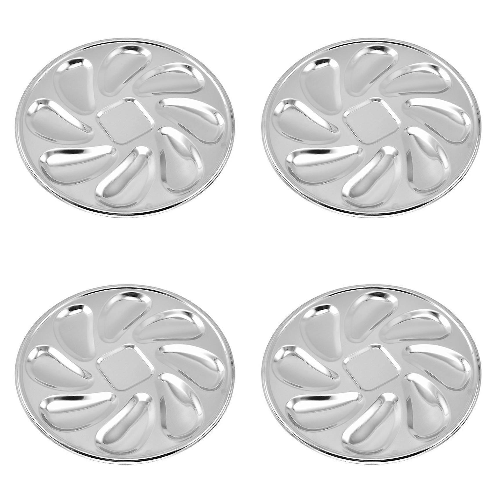 4PCS Stainless Steel Shell Shaped with 8 Slots for Oyster Sauce