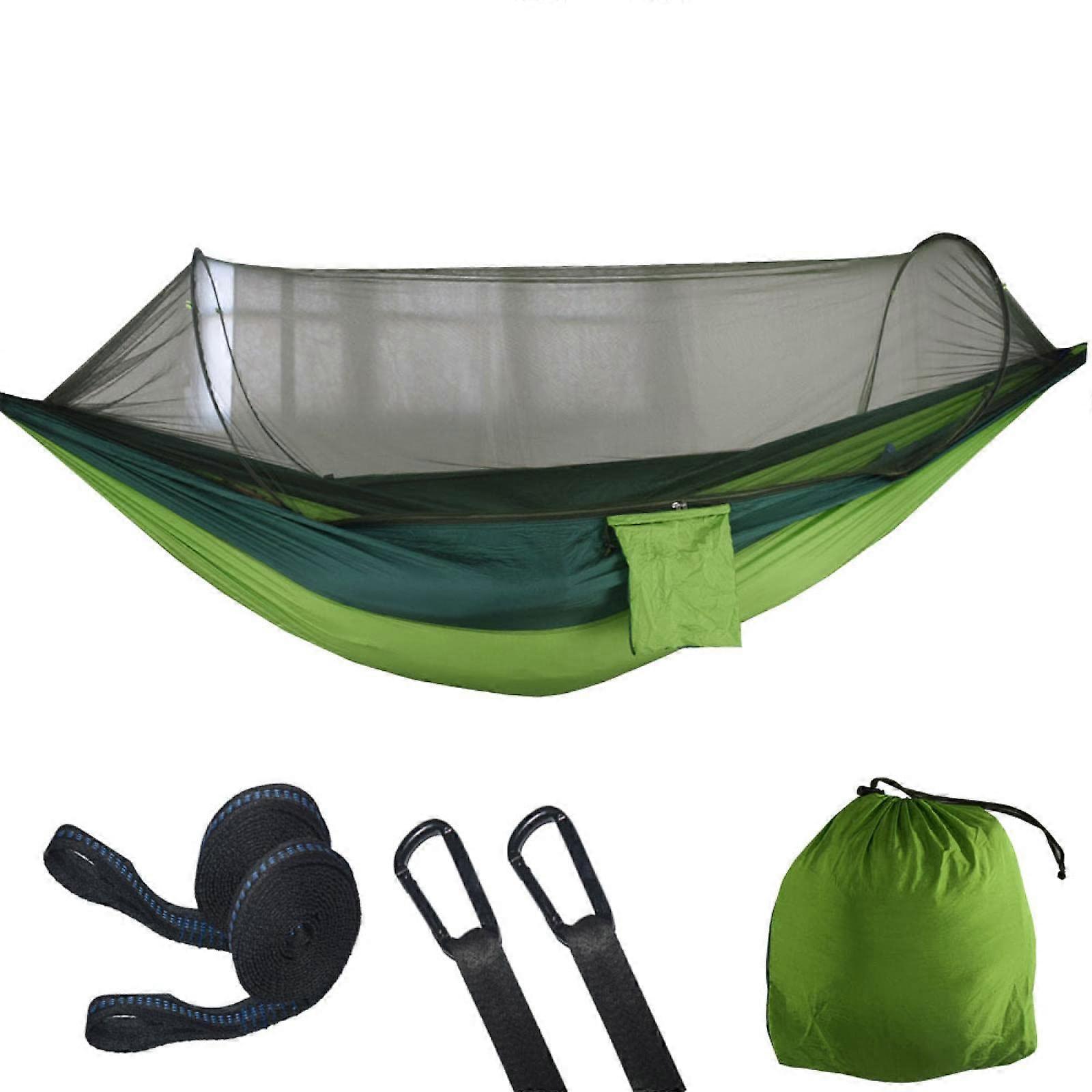Automatic Quickopening Mosquito Net Hammock Outdoor Camping Nylon 250x120cm Double Green AntiRollover