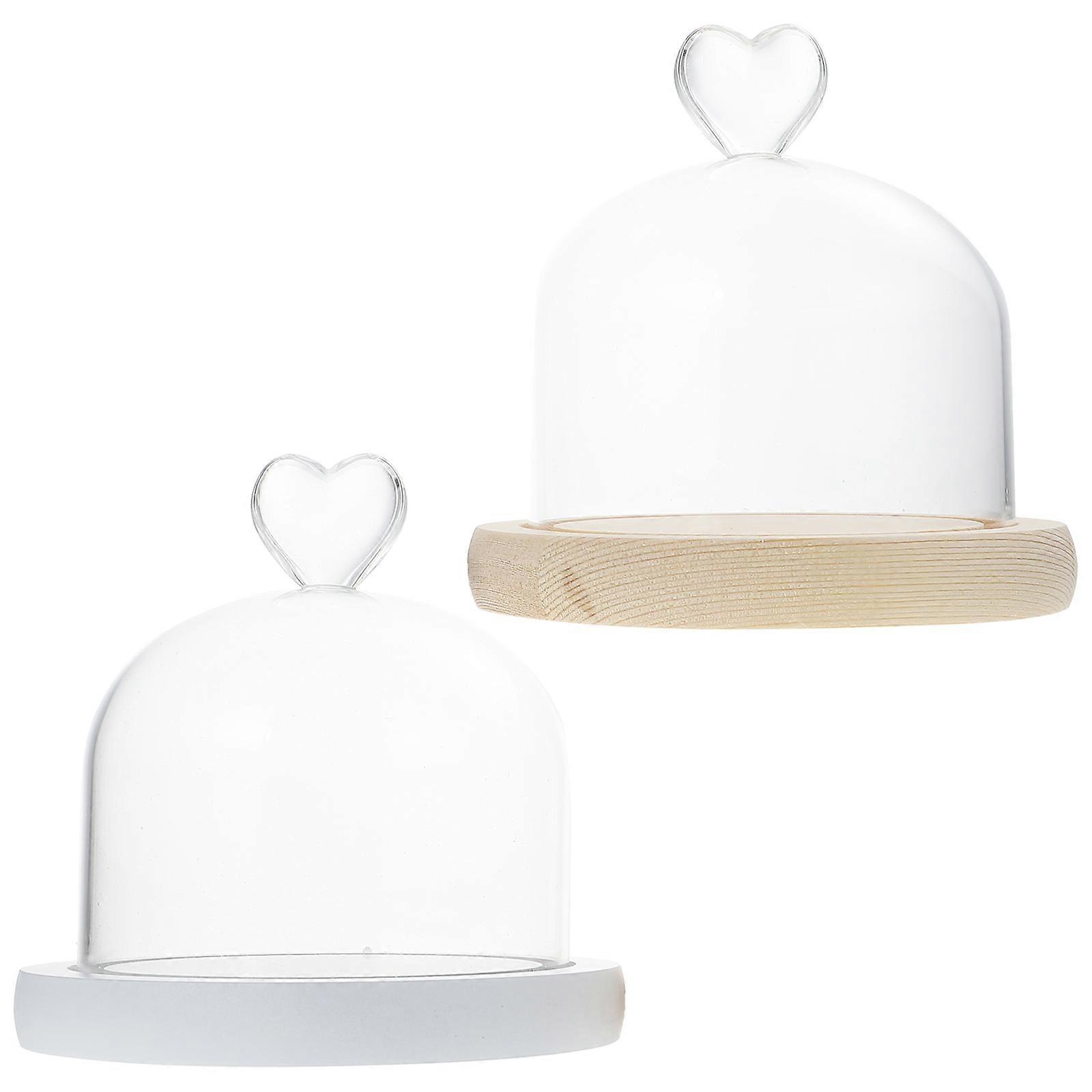 Glass Dome Cover 2Pcs Micro Landscape Display Decorative Flower Ornament Assorted Color Square
