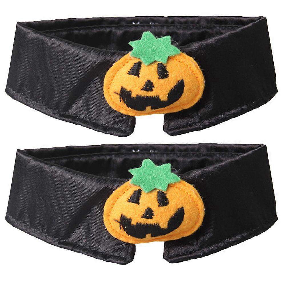 Pet Halloween Collar for Cats 4Pcs Black Polyester Pumpkin Collar