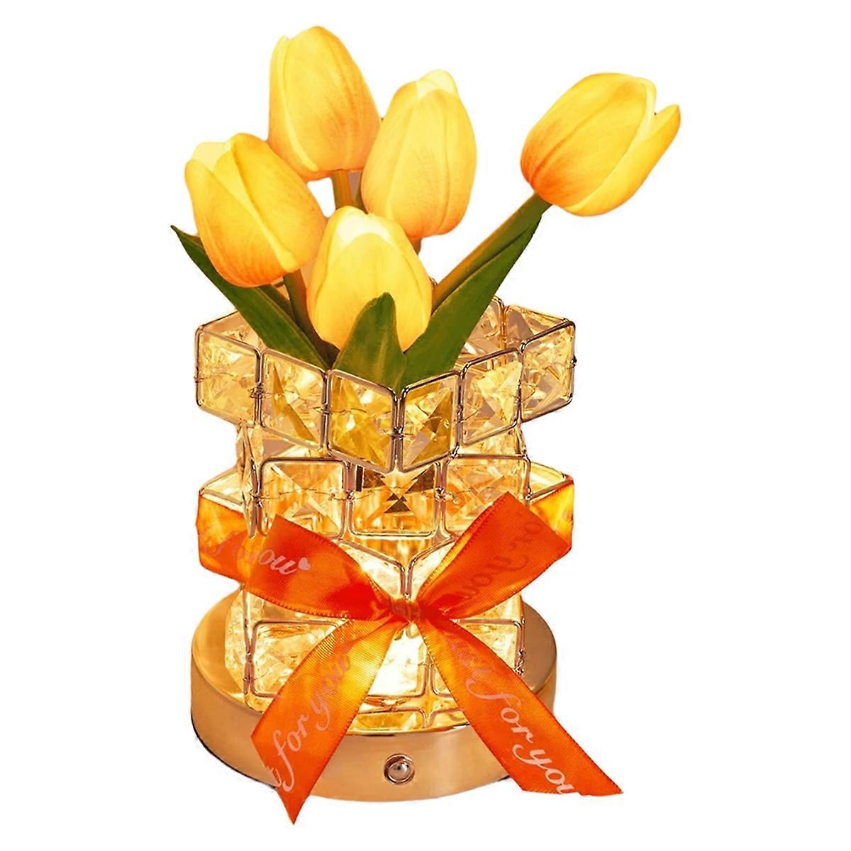Tulip Flower Lamp 3 Colour Infinitely Dimming Battery Powered Small Night Light Rechargeable Cordle