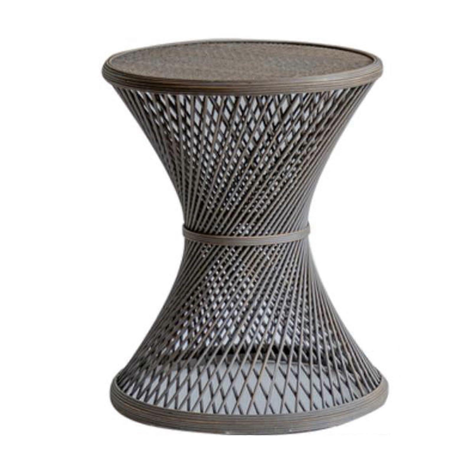 Coffee Tables Retro Hourglass Shape Round End Table For Living Room And Bedroom, Indoor Outdoor Farmhouse Style, Dark Brown