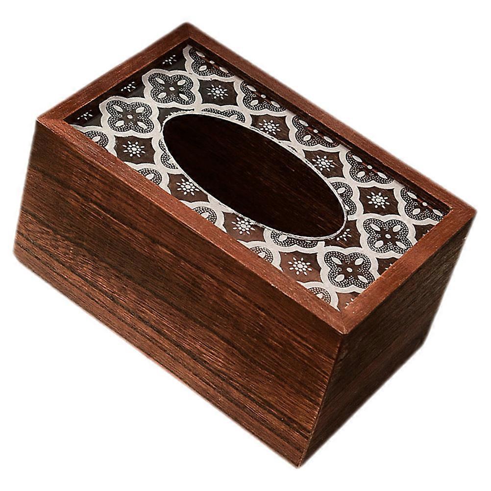 Wood Tissue Holder Tissue Box with 5Pcs Napkin Organizer