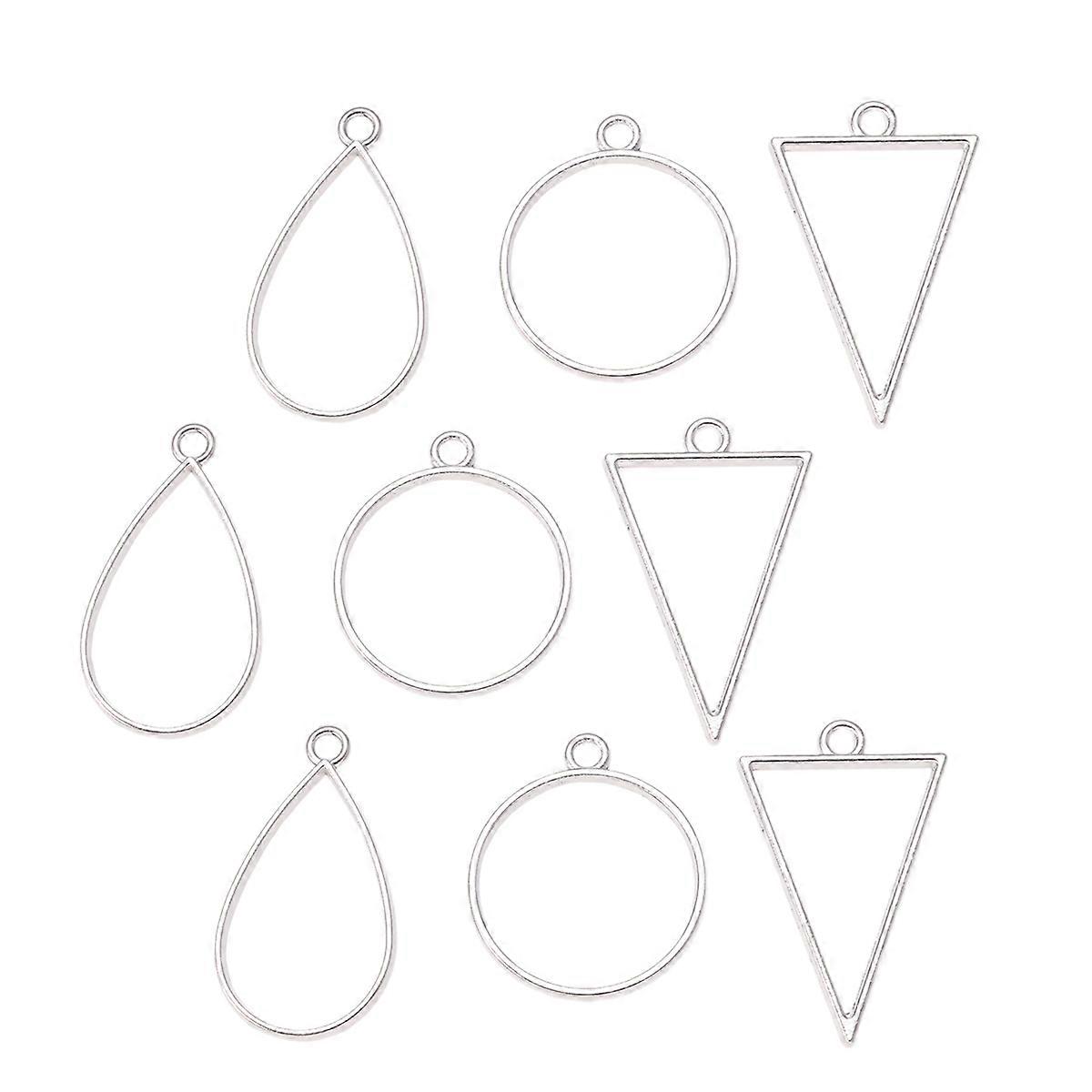 Creative Silver DIY Pendant Frames for Jewelry Making 60Pcs Set