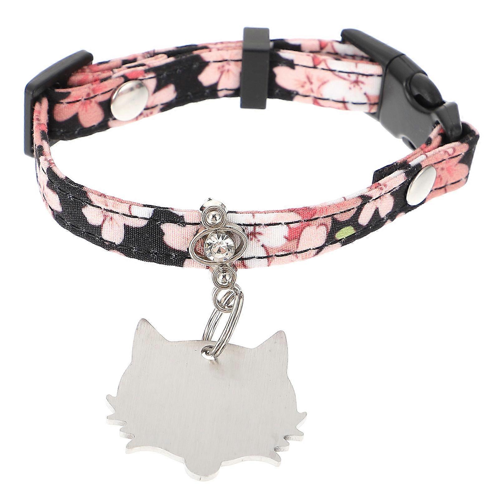 Dog Neck Strap Sakura Pattern with Name Card Pet Supplies