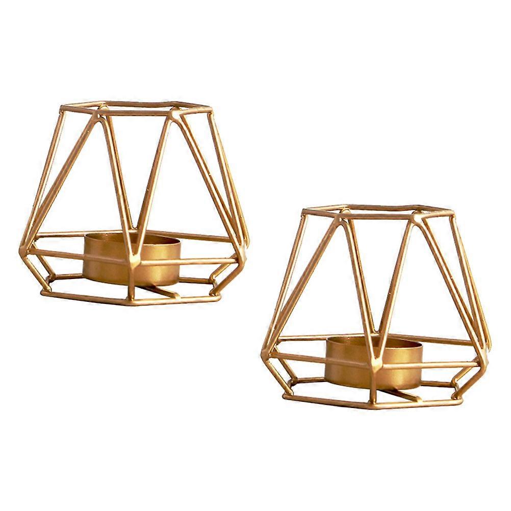Geometric Candleholders Golden Iron Craft for Table Decor 10Pcs
