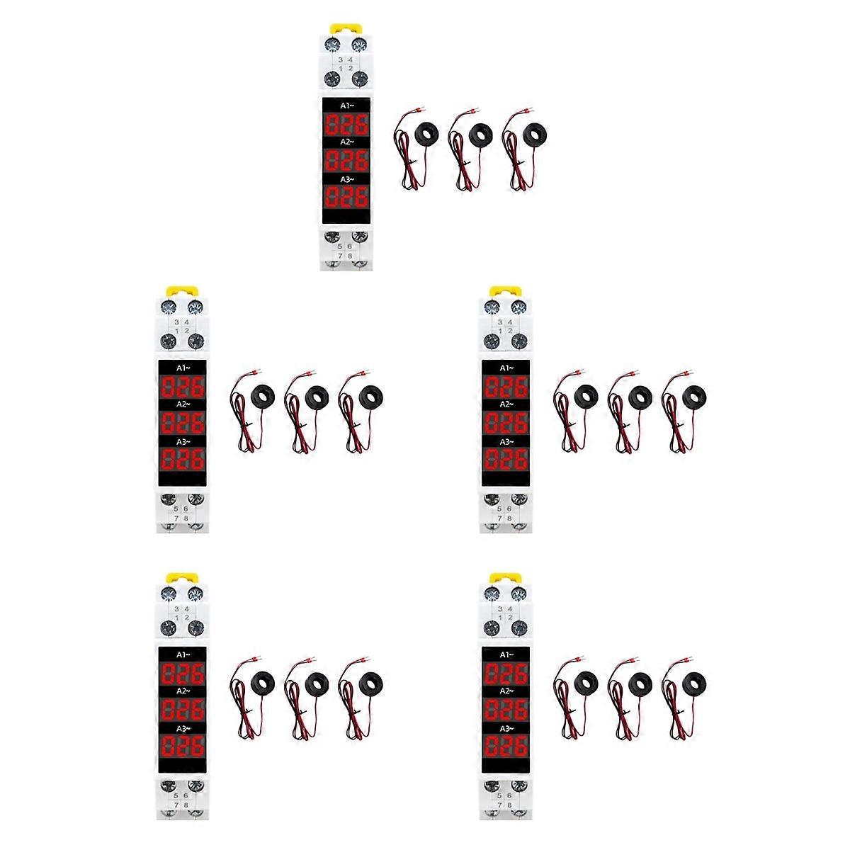 Din Rail Mount 3 Phase Ampere Meter Mini Modular Current Meter