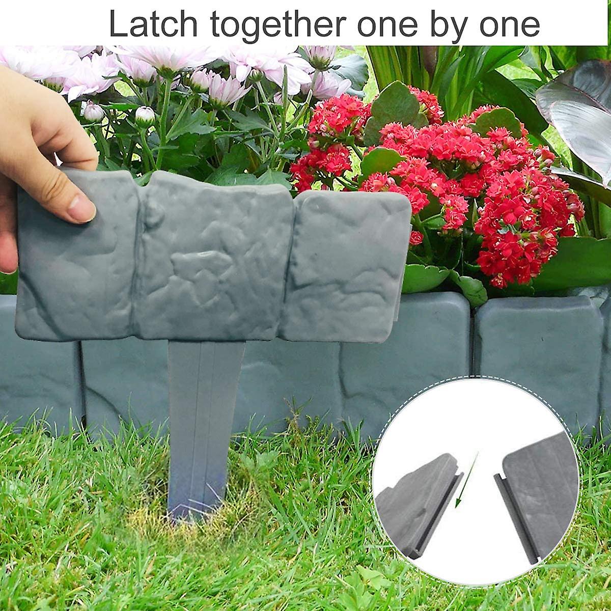 Vockvic Bordure De Pelouse 10 Pièces 2,5M - Clôture Flexible Gris Pour Jardin, Pelouse Et Parterres De Fleurs