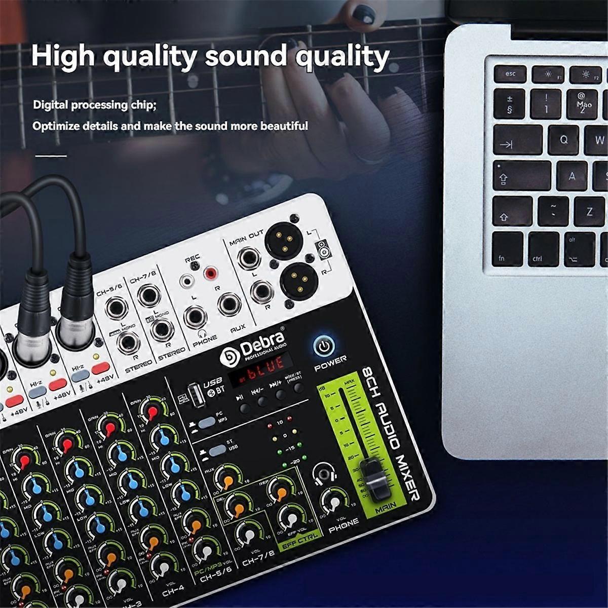  V8 Audio Mixer Kleines Mischpult EU-Stecker