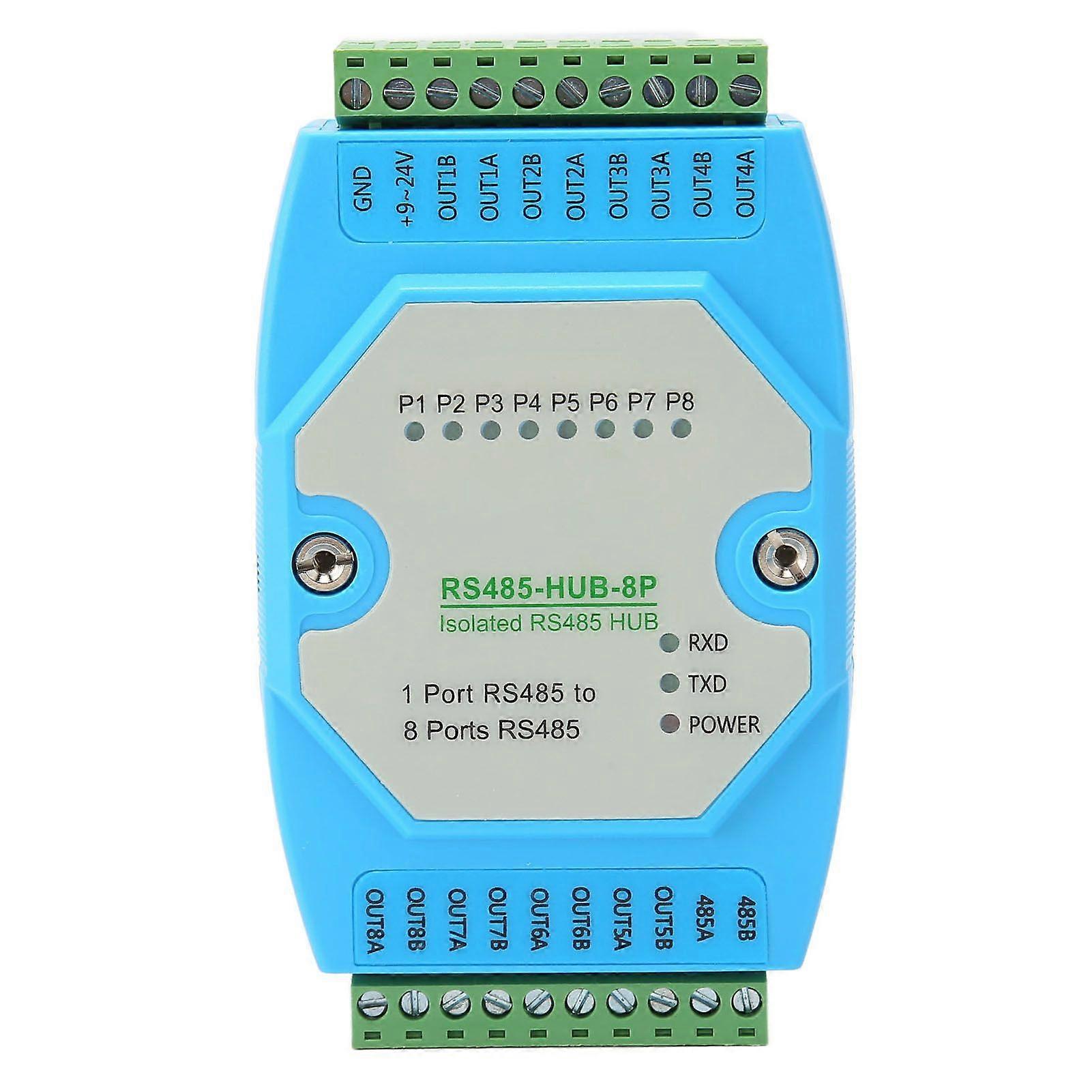 RS485 Hub 8 Ports 300 to 460800bps 32 Nodes Self Adaptive Half Duplex Industrial RS485 Repeater for Relay Extension