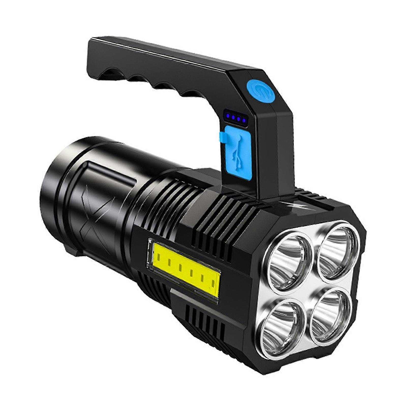 5-LED Handheld Waterproof Rechargeable Spotlight with Battery Indicator, 3.7V Multifunctional Searchlight