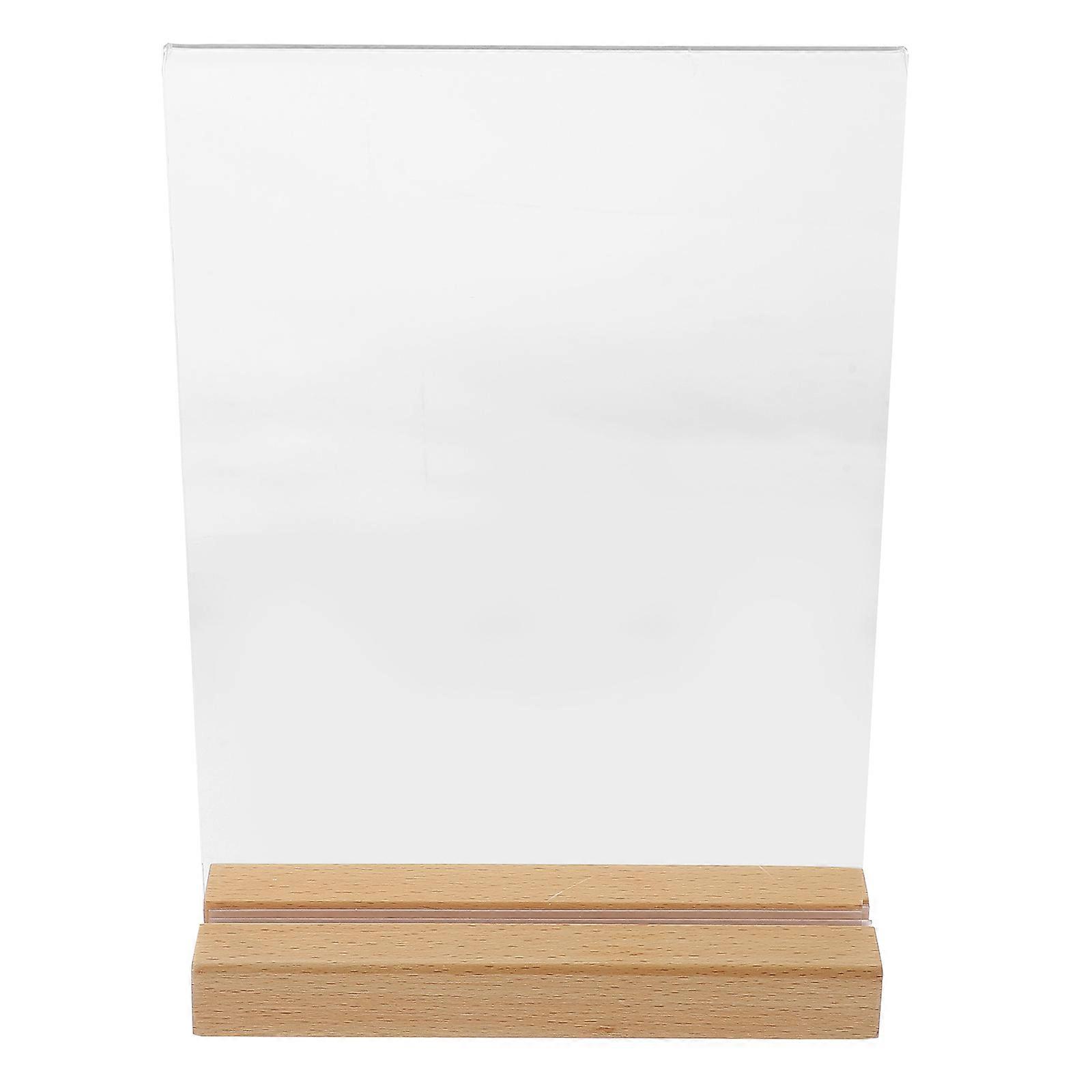 Acrylic Display Stand T-Type Poster Holder for Display with Wood Base
