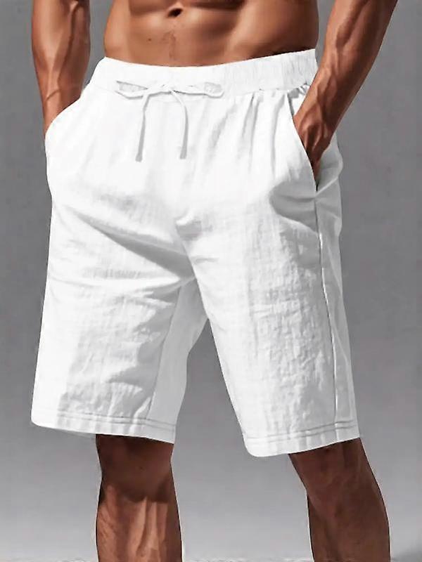 Men's Solid Color Linen Shorts Regular Fit Casual Comfy