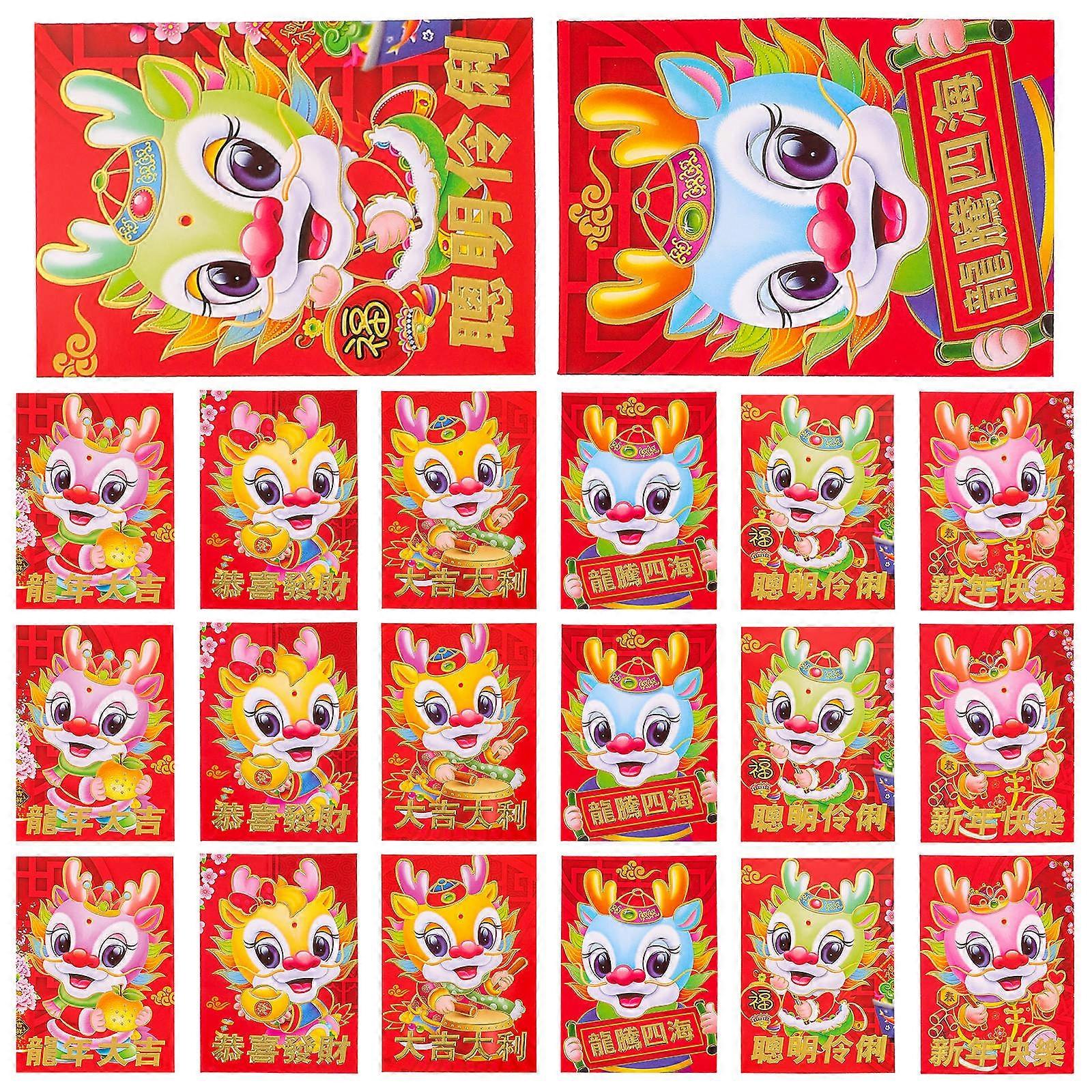 New Year Red Envelope Paper Money Pouches for Decoration 30Pcs Assorted Color