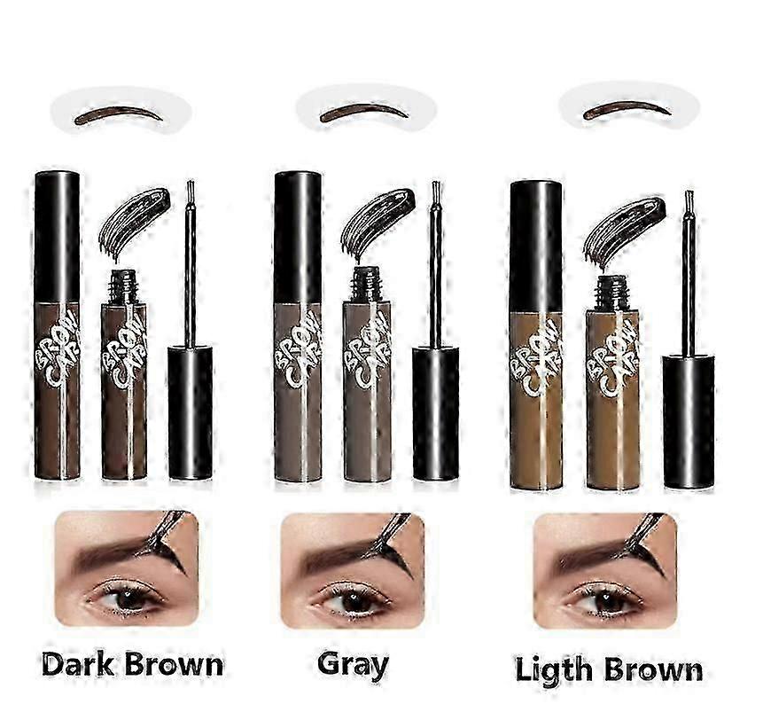 3PCS Brow Tattoo Peel Off Tint - Eyebrow Gel Tint with Eyebrow Stencils Long-Lasting Waterproof Makeup, Eye Brow Gels Create Full Voluminous Brows for