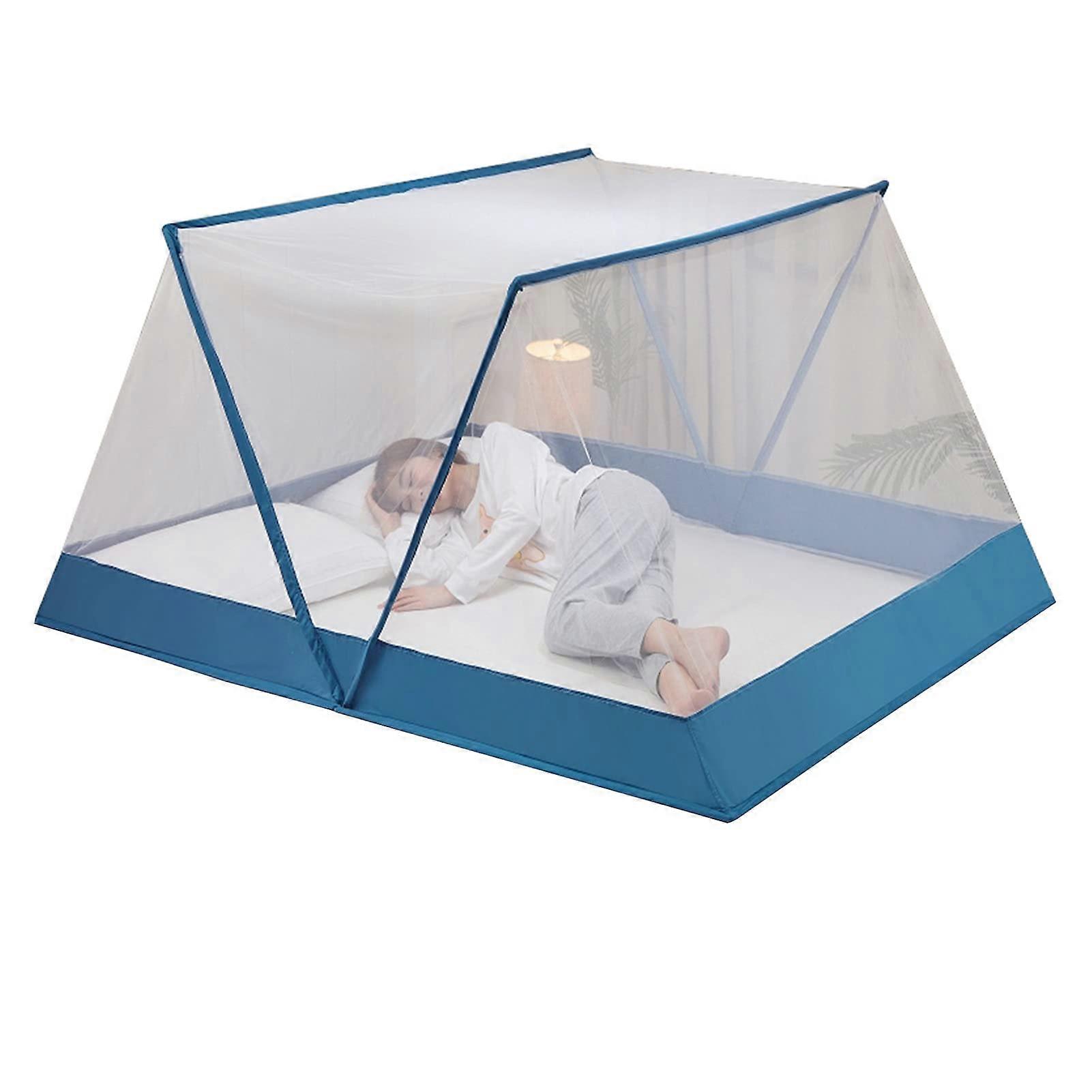 Mosquito Net Foldable, Portable Travel Mosquito Net, Home Bed Net For Adults, No Installation, Blue2, 100x190x80cm