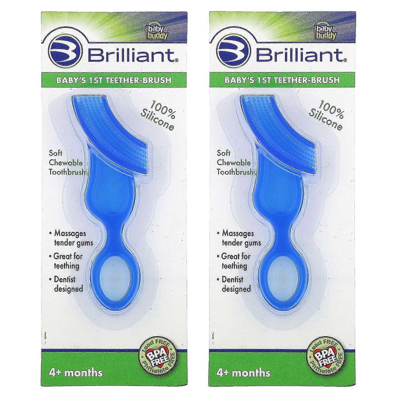 Brilliant, Baby's 1st Teether-Brush, 4+ Months, 2 Teether-Brush