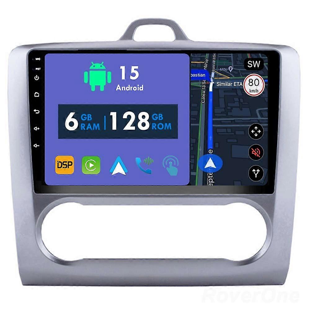 Car Radio 6G+128G CarPlay GPS Navigation Head Unit for Ford Focus 2 Mk 2 2004 - 2011 AT Android Auto Bluetooth Stereo Touch Screen