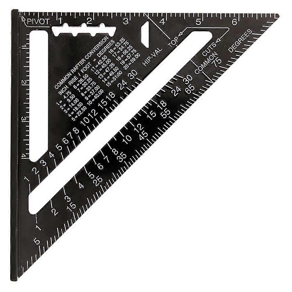 Carpenter Square 7in Aluminum Alloy Black Matte Finish Triangular Right Angle Ruler For Woodworking Marking And Sawing