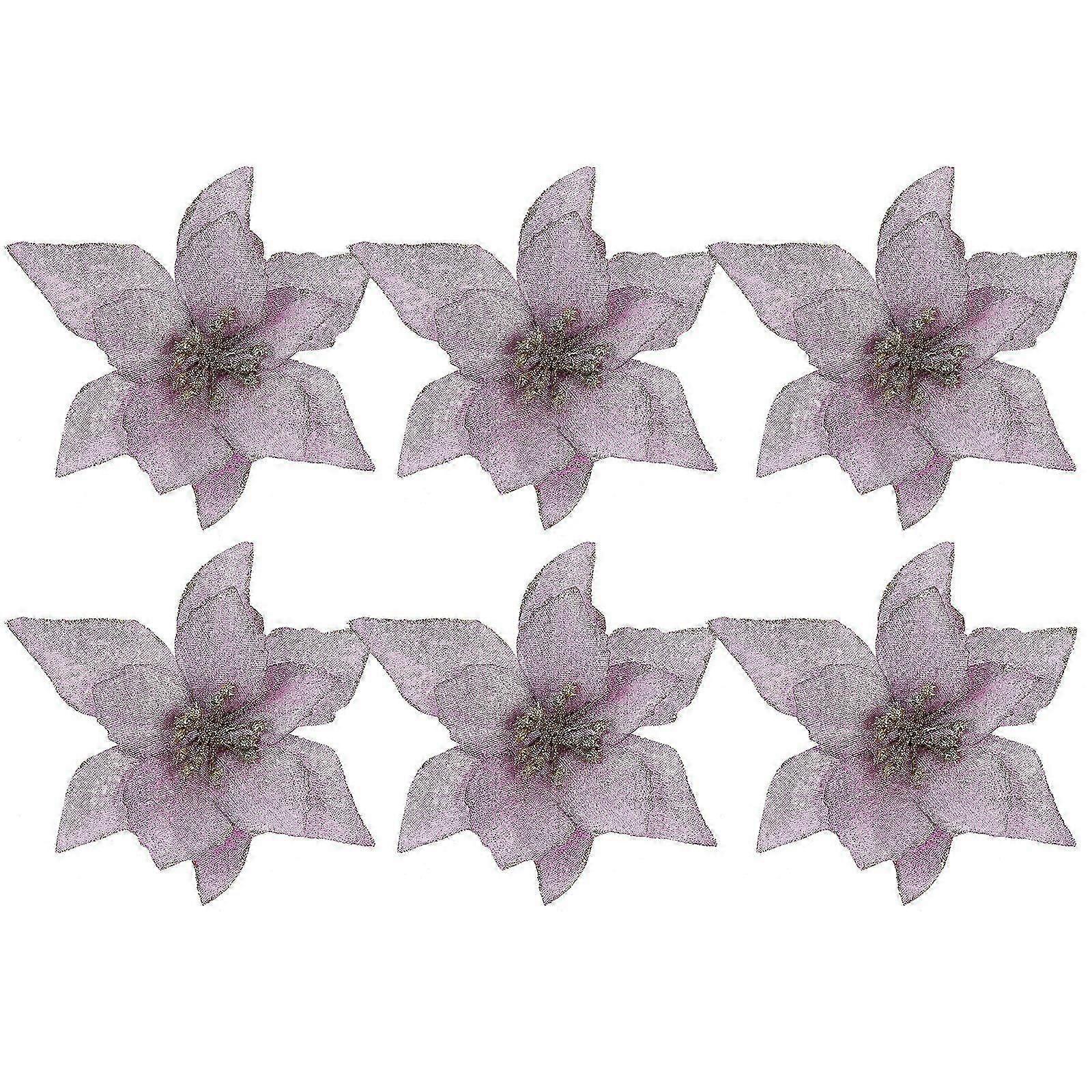 6Pcs Small Double-Layer Christmas Flowers Artificial Simulated Flower Decors