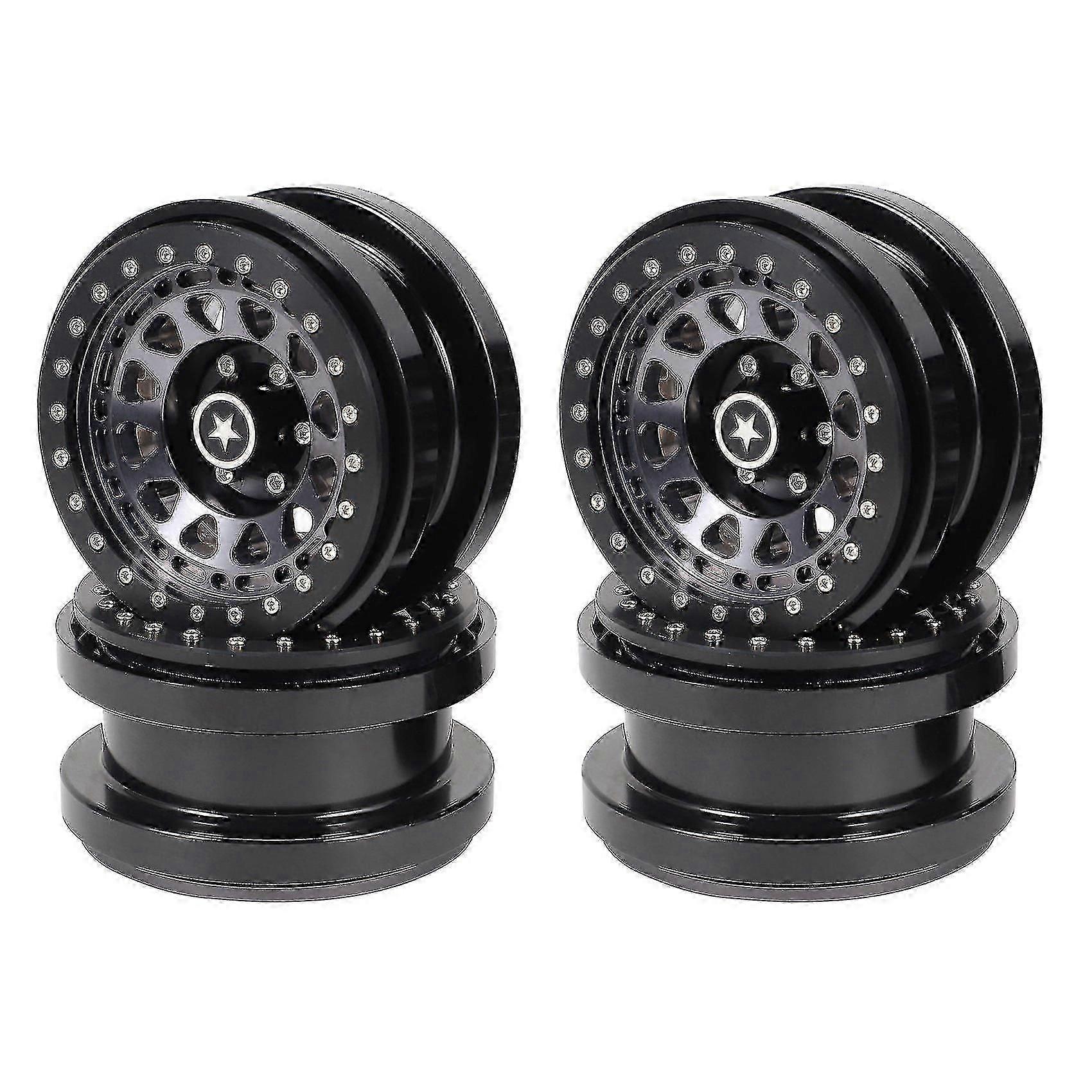 1/6 rcクローラー車軸SCX6 JluラングラーUPGのための4pcsCNCアルミニウム2.9インチビードロックホイールハブリム