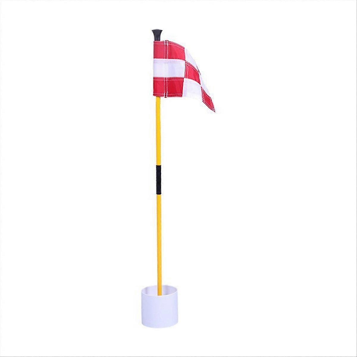 Red and white Golf green flag, colorful two-section checkered