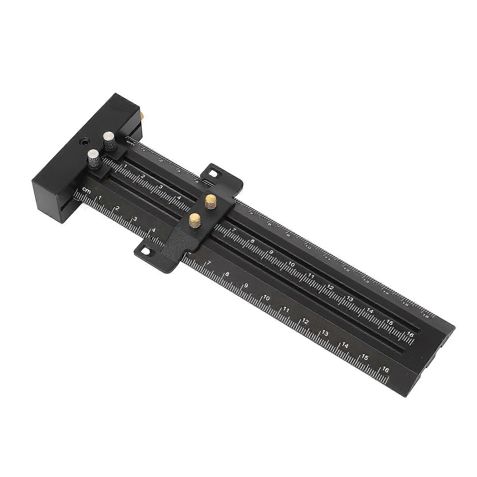 T Square Ruler Metal Aluminum Alloy Double Needle Woodworking Line Drawing Parallel Vertical Scribing 16cm Black 