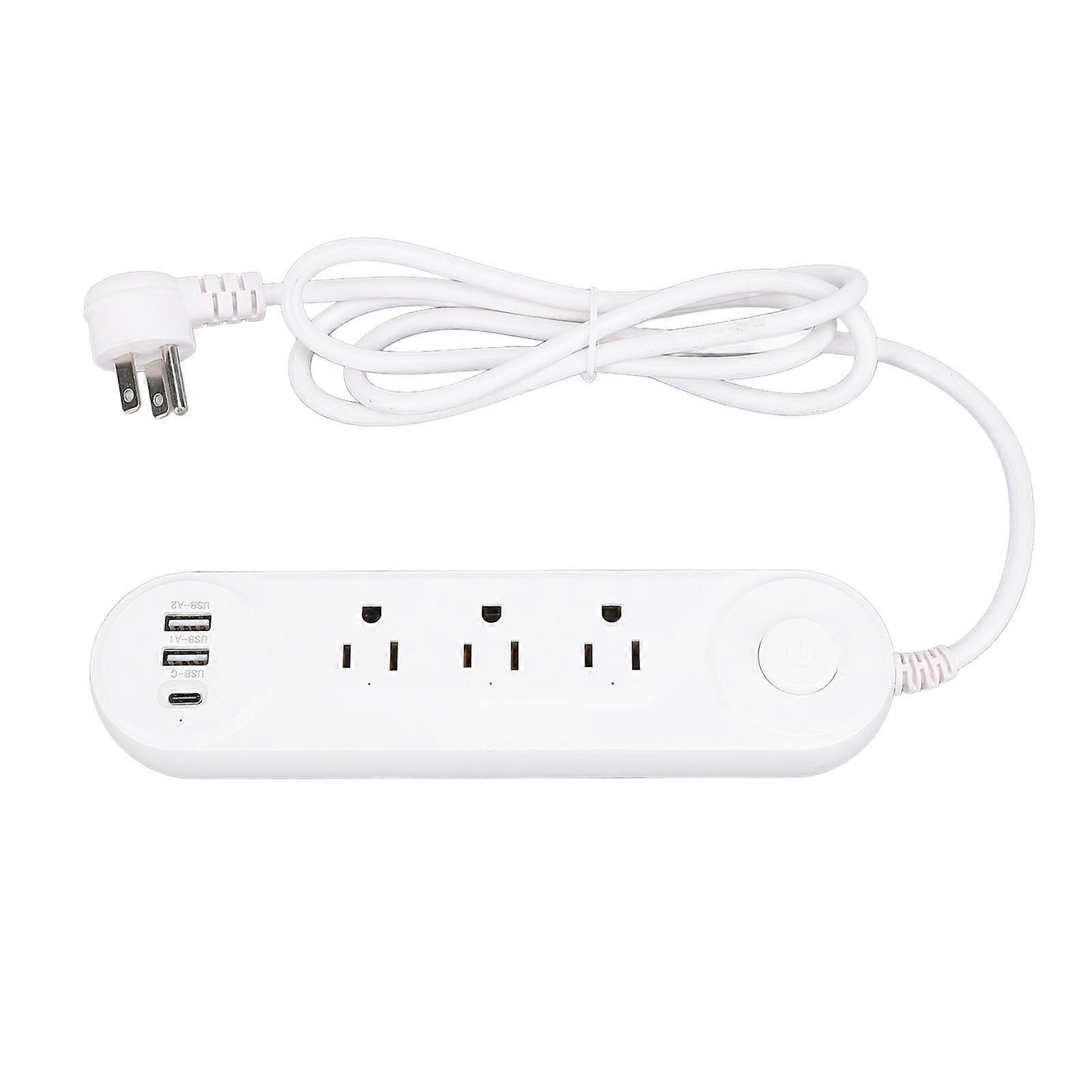 5FT 5 in 1 USB Power Strip 30W USB A Type C Multifunctional Flat Plug Power Board for Study Work Life 