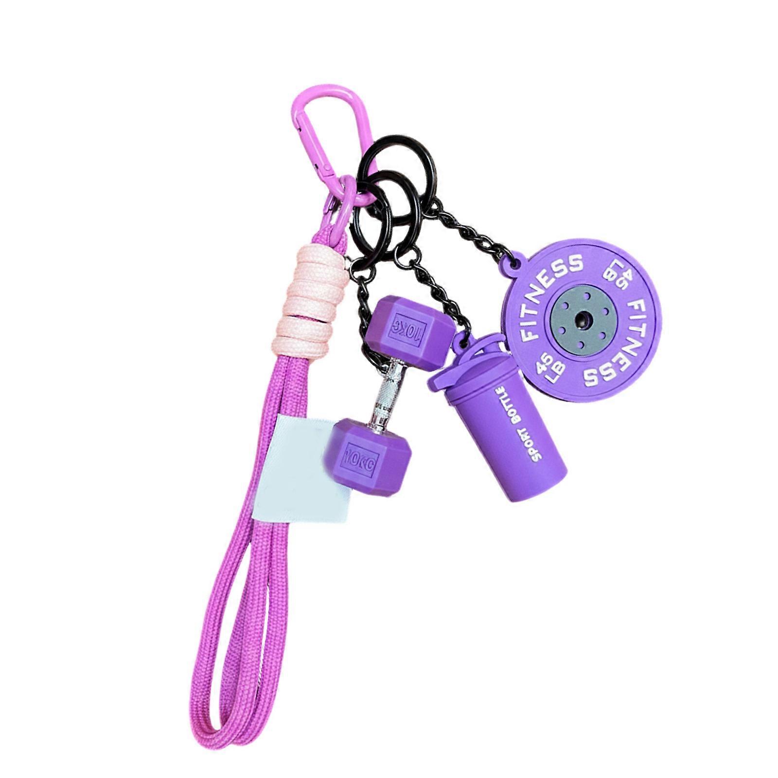 Removable Simulated Dumbbell Keyring Soft Silicone Workout Theme Pendant Detachable Barbell Key Chain For Bags And Keys Multicolor